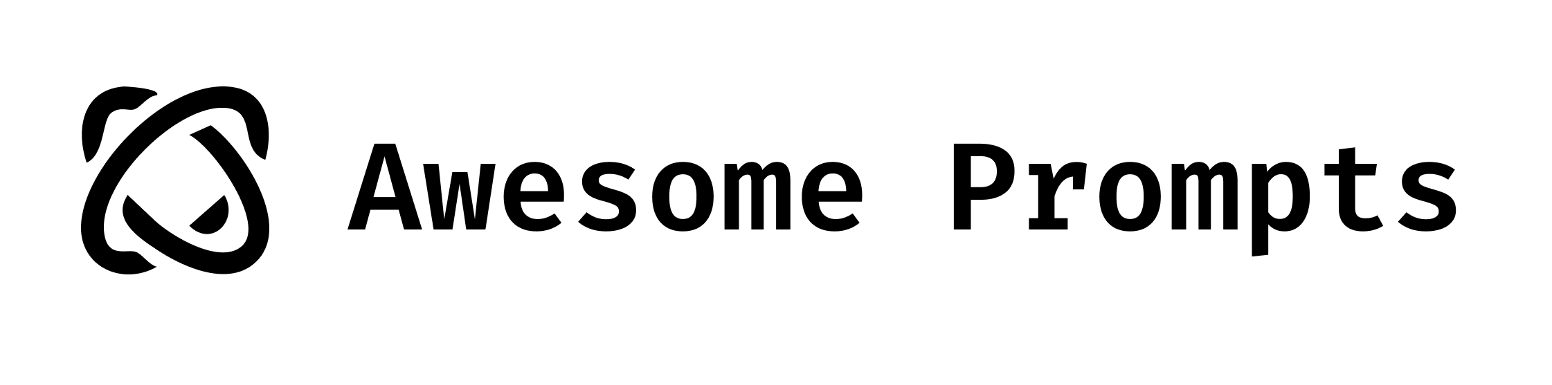 Shows a black Awesome Prompts Logo in light color mode and a white one in dark color mode.